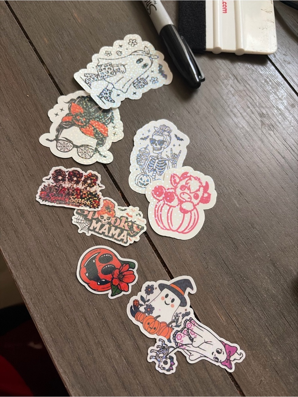Halloween Ghost & Pumpkin Small Sticker Set - White and Pink